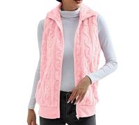 Graceyo Damen Fleeceweste Plüschweste Kunstfell Teddy Fleece Weste Outwear Herbst Winter Outdoor Warm Daunenweste Steppweste Bequem Ärmellos Cardigan Jacke Longweste Westen Tank Tops