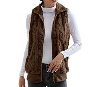 Graceyo Damen Fleeceweste Plüschweste Kunstfell Teddy Fleece Weste Outwear Herbst Winter Outdoor Warm Daunenweste Steppweste Bequem Ärmellos Cardigan Jacke Longweste Westen Tank Tops
