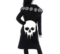 Graceyo Damen Gothic Punk Kapuzenpullover Vintage Retro Schwarz Kapuzenjacke Hoodie Sweatshirt Jacke Mantel Kapuzen Sweatjacke Pulli Streetwear Party Freizeit Kleidung Bluse Tops Outwear