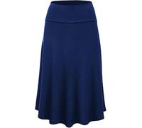 Graceyo Damen Rock Lange Elastischer Strertchy Maxi Rock Einfarbig Täglich Midirock A Linie Faltenrock Elegant Röcke Freizeitrock Damen Hohe Taille Retro Swing Rock Casual Skirt, #Blau, 3XL