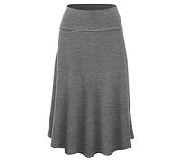 Graceyo Damen Rock Lange Elastischer Strertchy Maxi Rock Einfarbig Täglich Midirock A Linie Faltenrock Elegant Röcke Freizeitrock Damen Hohe Taille Retro Swing Rock Casual Skirt
