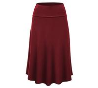 Graceyo Damen Rock Lange Elastischer Strertchy Maxi Rock Einfarbig Täglich Midirock A Linie Faltenrock Elegant Röcke Freizeitrock Damen Hohe Taille Retro Swing Rock Casual Skirt, #Wein, 3XL