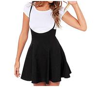 Graceyo Damen Rock Mädchen Minirock Kawaii A Linie Mini Skater Röcke Kleider für Damen Minikleid Skaterkleid Hohe Taille Faltenrock Knielang Sexy Träger Swing Minikleider