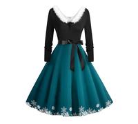 Graceyo Damen Weihnachtskleid Elegant Weihnachts Retro Cocktail Abschlussball Kleider 50er 60er Rockabilly Ärmellos Kleid Ballkleid Cocktailkleid Hohe Taille Partykleid