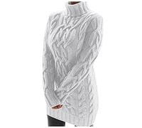 Graceyo Herbst Winter Dick Rollkragenkleid Damen, Einfarbig Rollkragen Langarm Strickkleid, Warm Langarmkleid Strickpulli Kleid, Pulloverkleid Freizeitkleid Knielang, Pullover Kleid Strick Sweater