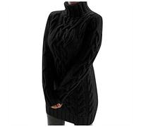Graceyo Herbst Winter Dick Rollkragenkleid Damen, Einfarbig Rollkragen Langarm Strickkleid, Warm Langarmkleid Strickpulli Kleid, Pulloverkleid Freizeitkleid Knielang, Pullover Kleid Strick Sweater