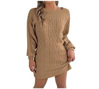 Graceyo Herbst Winter Dick Rollkragenkleid Damen, Einfarbig Rollkragen Langarm Strickkleid, Warm Langarmkleid Strickpulli Kleid, Pulloverkleid Freizeitkleid Knielang, Pullover Kleid Strick Sweater