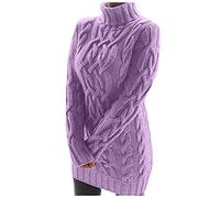 Graceyo Herbst Winter Dick Rollkragenkleid Damen, Einfarbig Rollkragen Langarm Strickkleid, Warm Langarmkleid Strickpulli Kleid, Pulloverkleid Freizeitkleid Knielang, Pullover Kleid Strick Sweater