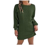 Graceyo Herbst Winter Dick Rollkragenkleid Damen, Einfarbig Rollkragen Langarm Strickkleid, Warm Langarmkleid Strickpulli Kleid, Pulloverkleid Freizeitkleid Knielang, Pullover Kleid Strick Sweater