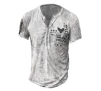 Graceyo Herren Assassin's Creed T Shirts Kurzarm Retro Stickerei Muster Oberteile mit V- Ausschnitt Mens Hemd Comfort Fit Kurzarmshirt für Männer Moderner Herrenhemd Sommer Cool Sportbekleidung