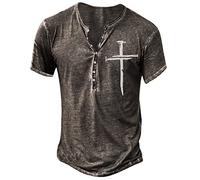 Graceyo Herren Assassin's Creed T Shirts Kurzarm Retro Stickerei Muster Oberteile mit V- Ausschnitt Mens Hemd Comfort Fit Kurzarmshirt für Männer Moderner Herrenhemd Sommer Cool Sportbekleidung