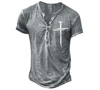 Graceyo Herren Assassin's Creed T Shirts Kurzarm Retro Stickerei Muster Oberteile mit V- Ausschnitt Mens Hemd Comfort Fit Kurzarmshirt für Männer Moderner Herrenhemd Sommer Cool Sportbekleidung