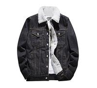 Graceyo Herren Gefüttert Jeansjacke Winterjacke Jacke Parka Warm Fleecemantel Funktionsjacke Wintermantel Kurz Teddy Fleece Outdoor Puffer Jeans Jacket