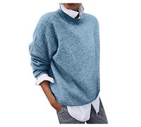 Graceyo Pullover Damen 2 in 1 Optik Langarmshirt Elegante Loose Freizeit Winterpullover Sweatshirt Casual Rundhals Langarm Longshirt Tunika Top Shirt Lang Pulli Winterpulli Sweater Lässige Lose