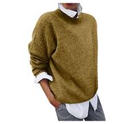 Graceyo Pullover Damen 2 in 1 Optik Langarmshirt Elegante Loose Freizeit Winterpullover Sweatshirt Casual Rundhals Langarm Longshirt Tunika Top Shirt Lang Pulli Winterpulli Sweater Lässige Lose