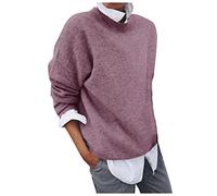Graceyo Pullover Damen 2 in 1 Optik Langarmshirt Elegante Loose Freizeit Winterpullover Sweatshirt Casual Rundhals Langarm Longshirt Tunika Top Shirt Lang Pulli Winterpulli Sweater Lässige Lose