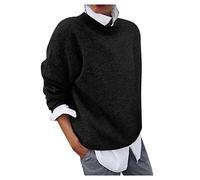 Graceyo Pullover Damen 2 in 1 Optik Langarmshirt Elegante Loose Freizeit Winterpullover Sweatshirt Casual Rundhals Langarm Longshirt Tunika Top Shirt Lang Pulli Winterpulli Sweater Lässige Lose