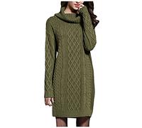 Graceyo Rollkragen Strickkleid Damen Einfarbig Casual Rollkragenkleid Langarm Pullover Kleid Frauen Strickpulli Kleid Langarmkleid Winter Warm Tops Strick Oberteile Oversize Freizeitkleid