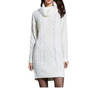 Graceyo Rollkragen Strickkleid Damen Einfarbig Casual Rollkragenkleid Langarm Pullover Kleid Frauen Strickpulli Kleid Langarmkleid Winter Warm Tops Strick Oberteile Oversize Freizeitkleid