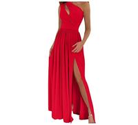 Graceyo Sommerkleid Damen Abendkleid Sexy Trägerlos Aushöhlen Neckholder Hohe Taille Maxikleid mit Schlitz Lange Kleider Cocktailkleid Abendkleider Lang Partykleid Ballkleid Festkleid, 1-rot, XL