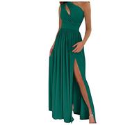 Graceyo Sommerkleid Damen Abendkleid Sexy Trägerlos Aushöhlen Neckholder Hohe Taille Maxikleid mit Schlitz Lange Kleider Cocktailkleid Abendkleider Lang Partykleid Ballkleid Festkleid, 1-grün, M