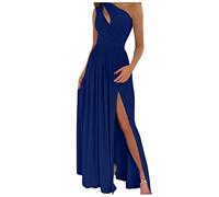 Graceyo Sommerkleid Damen Abendkleid Sexy Trägerlos Aushöhlen Neckholder Hohe Taille Maxikleid mit Schlitz Lange Kleider Cocktailkleid Abendkleider Lang Partykleid Ballkleid Festkleid, 1-blau, S