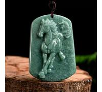 Grade Natürliche A Jade Jadeit Männer Frauen Glück Grün Sternzeichen Pferd Oblong Anhänger