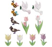 GRADENEVE 12 Stück Aufbügelbare Cartoon Vogel Aufnäher aus Polyester Modische Stickerei Patches für Selbstgemacht Kleidung Reparatur und Dekoration von Taschen und Hüten