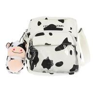 GRADENEVE 1stück Canvas Cow Pattern Crossbody Bag mit Kreativem Kuh anhänger Kleine Umhängetasche für Damen und Mädchen Modisch Langlebig für Schlüssel Handy und Karten Zufällige Farbe