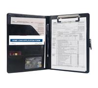 GraduationMall A5 Schreibmappe mit Klemmbrett Reise Portefeuille Magnet Verschluss PU Leder Tragbar Dokument Organisator Schwarz