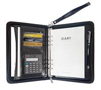 GraduationMall A5 Schreibmappe mit Ringbuch Reißverschluss Portfolio Klemmbrett Business Mappe Dokumentenmappe Organizer Schwarz