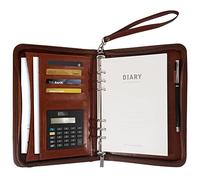 GraduationMall A5 Schreibmappe mit Ringbuch Reißverschluss Portfolio Klemmbrett Business Mappe Dokumentenmappe Organizer Braun