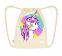 graent Einhorn Turnbeutel/Gymbag/Sportbeutel (Fairtrade Bio-Baumwolle)