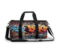 Graffiti Hip Hop Turnbeutel für Männer und Frauen, wasserabweisend, Reisetasche, leichte Tasche für Reisen, Sport, weiß, 45 cm/22,9 cm/22,9 cm/22,9 cm, weiß, 17.7in/9in/9in