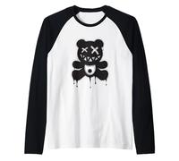 Graffiti Teddy Bear Street Art - Dark Urban Spray Paint Bear Raglan