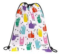 Grafoplás 37610590. Flacher Rucksack, Außentasche, 36 x 47 cm, Kollektion Hands von Elena Corredoira, bunt, 36x47cm, Schule