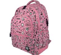 Grafoplás Ergonomischer Schulrucksack, 33 x 46 x 22,5 cm, gepolsterter Rücken und Griffe, 3 Fächer, spezieller tragbarer Bereich, anpassbar an Kinderwagen, Modell Rubber, Design I Love You, Kollektion