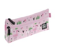 Grafoplas Federmäppchen, flach, 2 Taschen, 23 x 10 cm, Fächer mit Reißverschluss, leicht zu öffnen, Bits & Bobs Pop Up Design, Rosa, 23x10x4cm, Tropisch