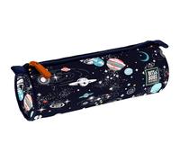 Grafoplas Federmäppchen, rund, groß, 22 x 8 cm, Kollektion Cosmos Bits&Bobs Pop Up Design, Reißverschluss mit Griffen, Polyester, Schulmaterial, blau, 22x8cm, Rundes Federmäppchen mit einem Fach