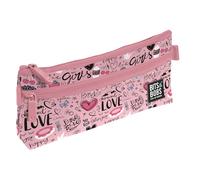 Grafoplás Flaches Federmäppchen | 2 Taschen | 23 x 10 cm | Fächer mit Reißverschluss | leicht zu öffnende Griffe | Sweet Kollektion | Bits & Bobs Pop Up Design, Rosa, 23x10cm, Flaches Federmäppchen