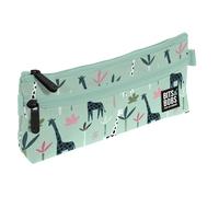 Grafoplás - Flaches Schulmäppchen, Dschungel-Kollektion, Pop-Up-Design, 2 Taschen, 23 x 10 cm, Reißverschlussfächer, leicht zu öffnende Griffe, Schulbedarf, grün, 23 x 10 x 4 cm, Flache Schule, grün