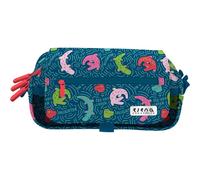 Grafoplas - Schulmäppchen mit 3 Fächern, Alligator von Elena Corredoira, 23 x 10 x 10 cm, mit Verschlussklappe und Wochenplan, große Kapazität, Trolley-Streifen, zum Organisieren von Schulsachen