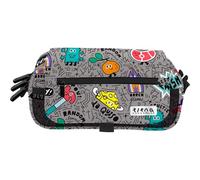 Grafoplas - Schulmäppchen mit 3 Fächern, Random by Elena Corredoira, 23 x 10 x 10 cm, mit Verschlussklappe und Wochenplan, große Kapazität, Trolley-Streifen, zum Organisieren von Schulsachen