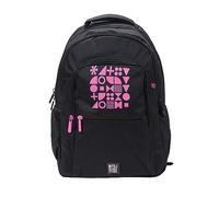 Grafoplás | Schulrucksack, Bits & Bobs Pop and Design Fuchsia Fluor, drei Fächer, Fronttasche, gepolstertes Laptopfach, verstärkte Basis, 33 x 46 x 22,5 cm, Schwarz, L, Casual