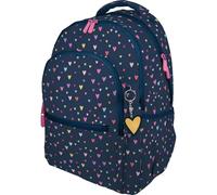 Grafoplás Schulrucksack mit drei Fächern, 33 x 46 x 22,5 cm, 30 Liter, gepolsterter Laptopbereich, Modell Roomy, Herz-Design, Bits & Bobs Pop Up Design, perfekt für Schulbedarf, blau, L, Für die