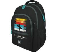 Grafoplás Schulrucksack mit drei Fächern | 33 x 46 x 22,5 cm | gepolsterter Laptopbereich | Modell Roomy | California Design | Bits&Bobs Pop Up Design | perfekt für Schulbedarf, Schwarz,