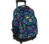Grafoplás Schulrucksack mit Rollen, integrierter Trolley, 29 Liter, 52 x 37 x 25 cm, Modell Roller, Kollektion Beach, Bits & Bobs Pop Up Design, perfektes Schulmaterial für Kinder und Grundschule