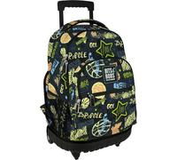 Grafoplás Schulrucksack mit Rollen, integrierter Trolley, 29 Liter, 52 x 37 x 25 cm, Modell Roller, Streetball-Kollektion, Bits & Bobs Pop Up Design, perfektes Schulmaterial für Kinder und Grundschule