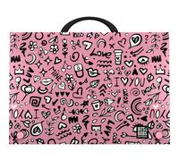 Grafoplas - Schultasche mit Griff und Schnappverschluss, Polypropylen, Foliogröße, 24,5 x 34,5 x 4 cm, Design I Love You Bits & Bobs Pop Up Design, perfekt für Ihre Extra-Schulklassen