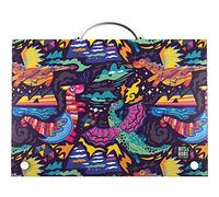 Grafoplás Schultasche mit Griff und Schnappverschluss | Polypropylen | Foliogröße | 24,5 x 34,5 x 4 cm | Kollektion Bits&Bobs Pop Up Dragons